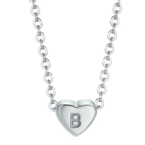 Edelstahl-Herz-Buchstaben-Halskette für Damen, von A bis Z, minimalistisches Design, goldfarben, Schmuck für jeden Tag, N von Jpltlvy