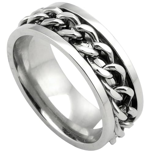 Edelstahl-Ketten-Flaschenöffnerring für Herren, industrieller minimalistischer Schmuck, multifunktionales Spinner-Design, Geschenk, 38, Titanstahl Edelstahl-Ketten-Flaschenöffnerring für Herren, industrieller minimalistischer Schmuck, multifunktionales Spinner-Design, Geschenk, 38, Titanstahl von Jpltlvy