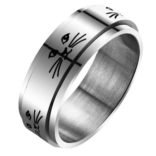 Edelstahlring, Tier, himmlischer Stil, für Verlobung, Hochzeit, Schmuck, rotierendes Design, niedliches Muster, Geschenk für Paare, 38 von Jpltlvy