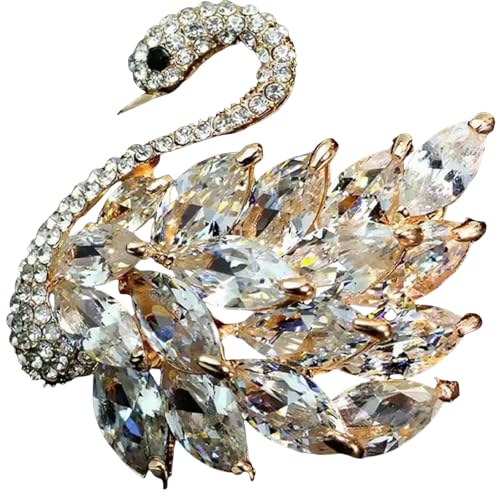 Elegante Kristall-Schwan-Brosche für Frauen, Statement-Reversnadel, einzigartiges Design, Wester-Anzug, Accessoire, Geschenk, Brosche von Jpltlvy