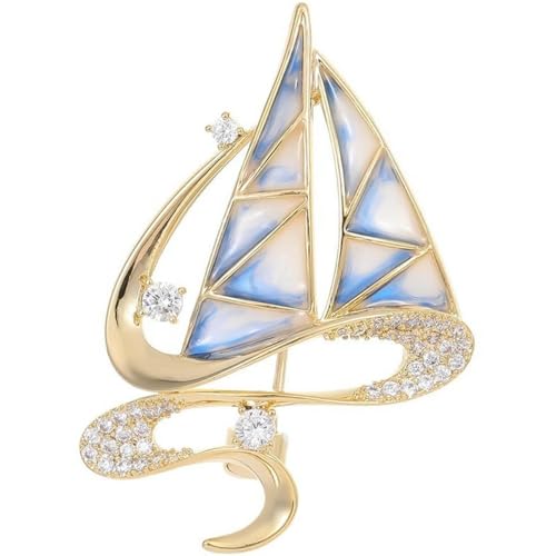 Emaille-Segelboot-Brosche für Damen, elegant, nautisch, einzigartiges Design, Statement-Blazer-Accessoire, Geschenk, Brosche von Jpltlvy