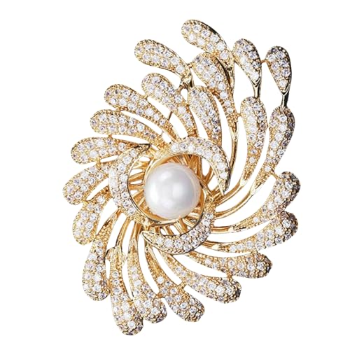 Feuerwerk Brosche Elegant Damen Vintage Perle Floral Pin Luxus Minimalistisch Revers Zubehör für Anzug Büro Geschenk, Brosche von Jpltlvy