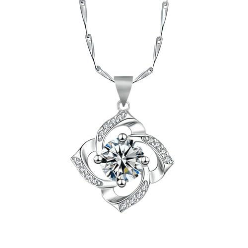 Four Leaf Clover Pendant Necklace Silver-Tone Chain Delicate Botanical Design for Women Everyday Jewelry von Jpltlvy