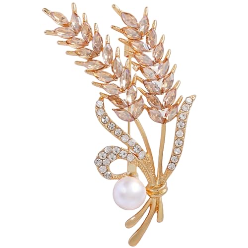 Goldene Weizenkristallbrosche für Damen, Herbst-Winter-Anzug, Anstecknadel, luxuriöses Geschenk, Accessoire, Brosche von Jpltlvy