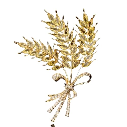 Goldene Weizenkristallbrosche für Damen, Herbst-Winter-Anzug, Anstecknadel, luxuriöses Geschenk, Accessoire, Brosche von Jpltlvy
