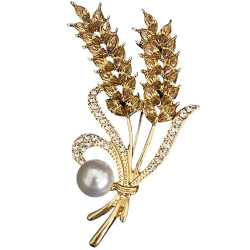 Goldene Weizenkristallbrosche für Damen, Herbst-Winter-Anzug, Anstecknadel, luxuriöses Geschenk, Accessoire, Brosche von Jpltlvy