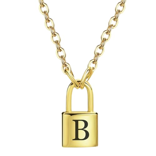 Halskette mit Alphabet-Schloss aus Edelstahl, minimalistischer Modeschmuck, für den täglichen Gebrauch, Geschenk von Jpltlvy