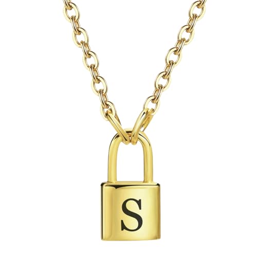 Halskette mit Alphabet-Schloss aus Edelstahl, minimalistischer Modeschmuck, für den täglichen Gebrauch, Geschenk von Jpltlvy