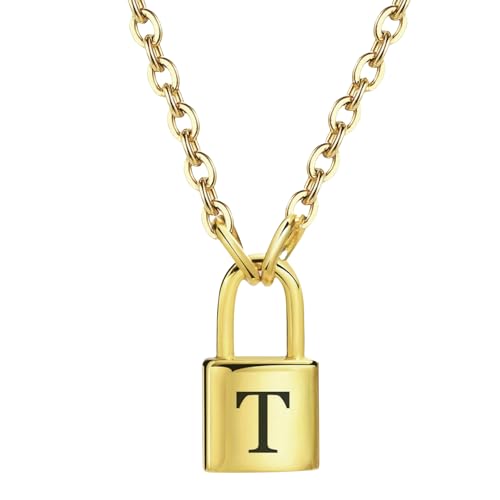 Halskette mit Alphabet-Schloss aus Edelstahl, minimalistischer Modeschmuck, für den täglichen Gebrauch, Geschenk von Jpltlvy