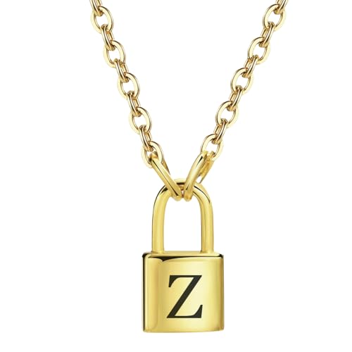 Halskette mit Alphabet-Schloss aus Edelstahl, minimalistischer Modeschmuck, für den täglichen Gebrauch, Geschenk von Jpltlvy