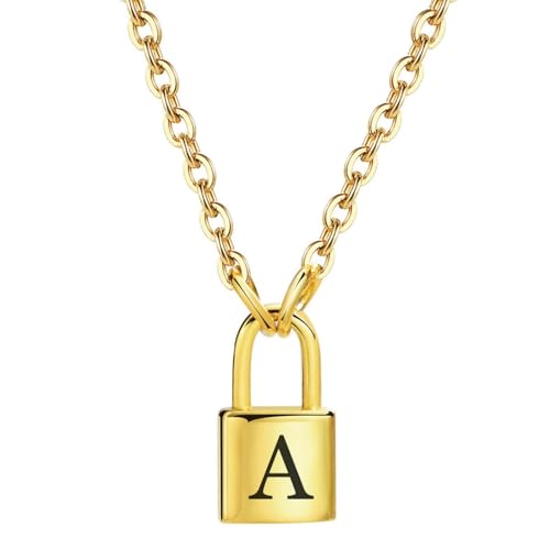 Halskette mit Alphabet-Schloss aus Edelstahl, minimalistischer Modeschmuck, für den täglichen Gebrauch, Geschenk von Jpltlvy