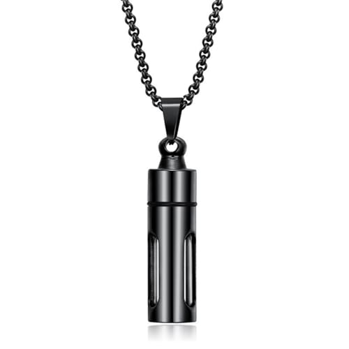 Halskette mit Anhänger für Parfümflasche, Edelstahl, Gothic, Herren-Accessoire, Schwarz / Goldkette, 60 cm von Jpltlvy