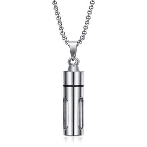 Halskette mit Anhänger für Parfümflasche, Edelstahl, Gothic, Herren-Accessoire, Schwarz / Goldkette, 60 cm Halskette mit Anhänger für Parfümflasche, Edelstahl, Gothic, Herren-Accessoire, Schwarz / Goldkette, 60 cm von Jpltlvy