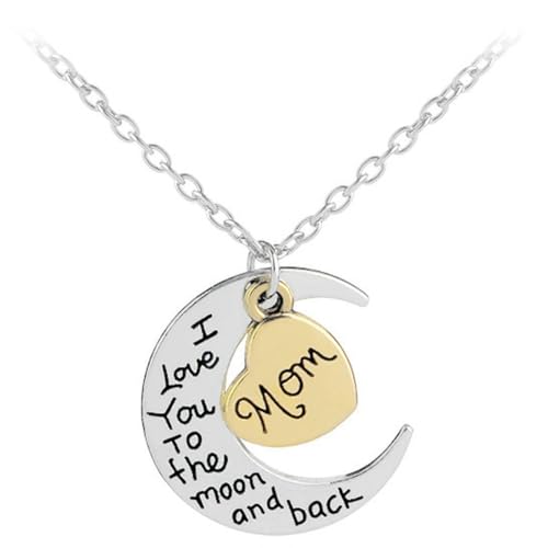 Halskette mit Herz und Mond, himmlisches romantisches Symbol, bedeutungsvolle Verbindung, Schmuck, Geschenk für Sie von Jpltlvy