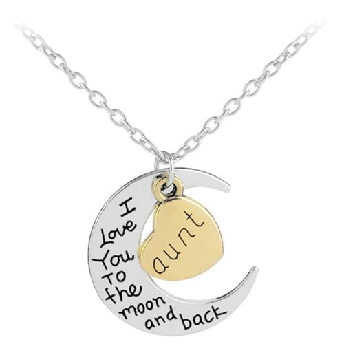 Halskette mit Herz und Mond, himmlisches romantisches Symbol, bedeutungsvolle Verbindung, Schmuck, Geschenk für Sie von Jpltlvy