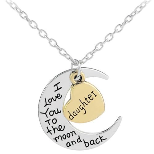 Halskette mit Herz und Mond, himmlisches romantisches Symbol, bedeutungsvolle Verbindung, Schmuck, Geschenk für Sie von Jpltlvy