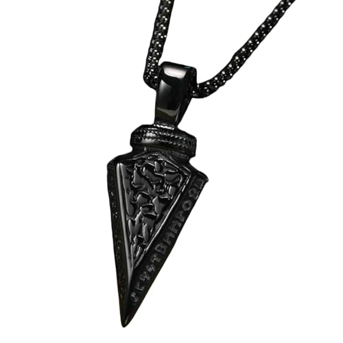 Halskette mit Wikinger-Anhänger in Pfeilform, Titanstahl, facettiert, nordischer Herren-Schmuck, symbolisches Design-Accessoire von Jpltlvy