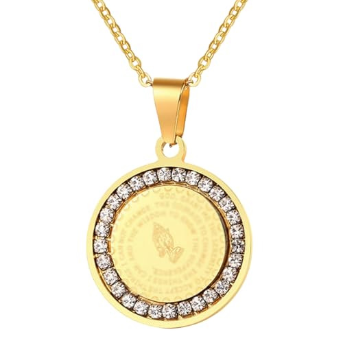 Halskette mit rundem Anhänger, Edelstahl, Zirkonia, dreifarbig, minimalistischer Schmuck, Geschenk für jeden Tag, 50 cm von Jpltlvy