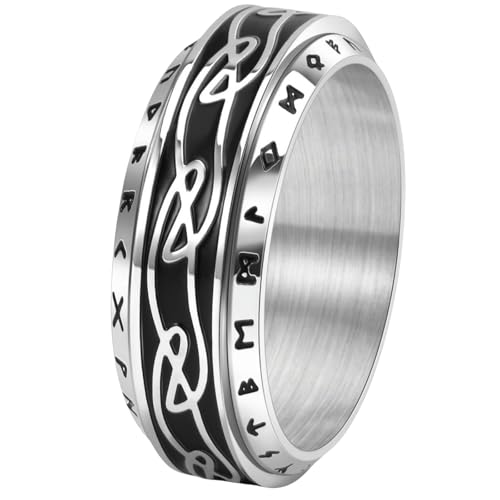 Herren-Drehring aus Titanstahl im nordischen Stil mit Runen-Design, 38, Titanstahl von Jpltlvy