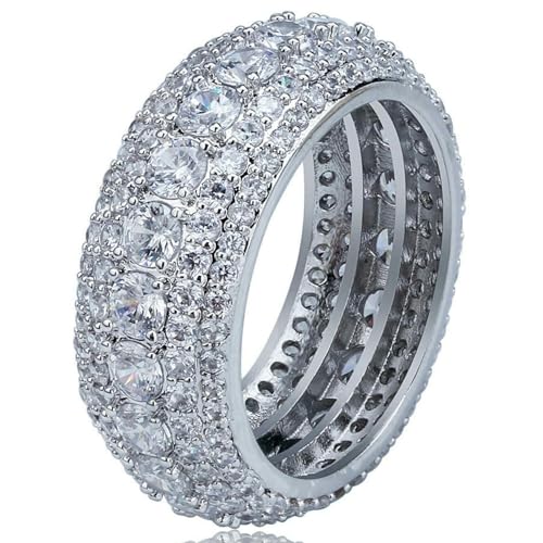 Herren-Hip-Hop-Ring mit Zirkonia, 5-reihig, Mikro-Pavé-Design, auffälliger Statement-Schmuck, trendiges Geschenk für den täglichen Gebrauch, 7,5 Herren-Hip-Hop-Ring mit Zirkonia, 5-reihig, Mikro-Pavé-Design, auffälliger Statement-Schmuck, trendiges Geschenk für den täglichen Gebrauch, 7,5 von Jpltlvy