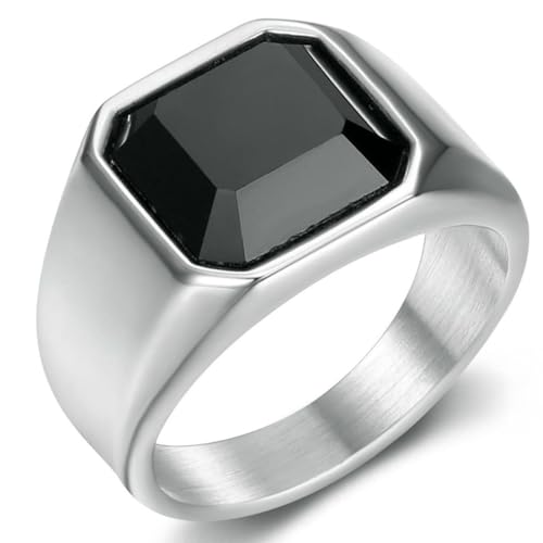 Herren-Ring, Titanstahl, schwarzer Edelstein, minimalistisches Schmuckgeschenk, 9 von Jpltlvy