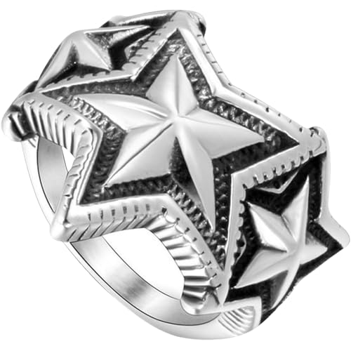 Herren-Ring aus Titanstahl, Modeschmuck mit fünfzackigem Stern und Multi-Stern-Überlappung, Geschenk für Männer, 9 von Jpltlvy