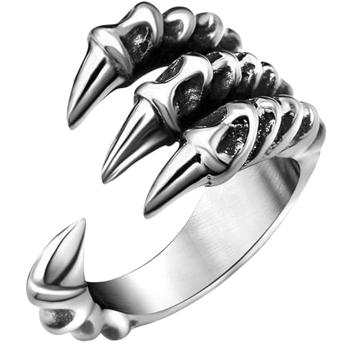 Herren-Ring aus Titanstahl, Retro-Klauen-Design, offenes Band, Gothic-Schmuck, Geschenk für Ihn, 9 Herren-Ring aus Titanstahl, Retro-Klauen-Design, offenes Band, Gothic-Schmuck, Geschenk für Ihn, 9 von Jpltlvy