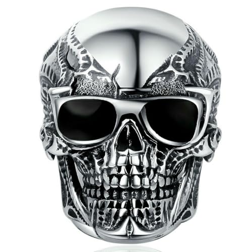 Herren-Ring aus Titanstahl, Rock-Punk-Stil, Sonnenbrille, Totenkopf-Design, einzigartiger Schmuck, 36 Herren-Ring aus Titanstahl, Rock-Punk-Stil, Sonnenbrille, Totenkopf-Design, einzigartiger Schmuck, 36 von Jpltlvy