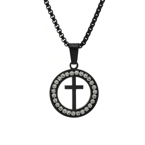 Hollow Cross Pendant Necklace with Zircon Stone Jewelry for Men Women Unisex Collarbone Chain Gift von Jpltlvy
