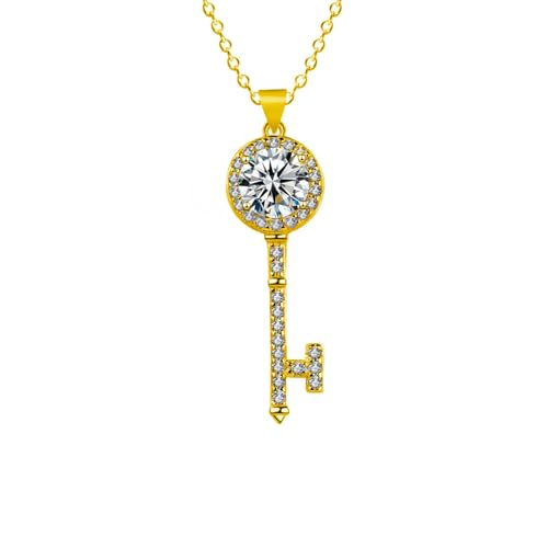 Imitation Moissanite Key Necklace Women Romantic Pendant Symbolic Design Daily Jewelry Gift Chain von Jpltlvy