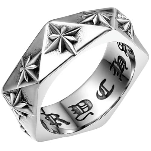Jpltlvy 3D-Ring aus Titanstahl für Herren, polygonaler Nachtclub-Stil, einzigartiges Stern-Design, Geschenk für Ihn, 38 von Jpltlvy
