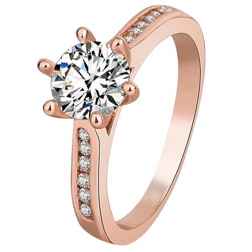 Jpltlvy Damen Krone Motiv Cluster Ring mit Krappenfassung Warmton Metallband Symbolisches Design Accessoire für bedeutungsvolle Momente, 34 von Jpltlvy
