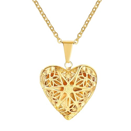 Jpltlvy Edelstahl-Herz-Medaillon-Halskette für Frauen, minimalistisch, hohl, Stern-Herz-Anhänger, Kette für den täglichen Gebrauch, Geschenk für Sie Jpltlvy Edelstahl-Herz-Medaillon-Halskette für Frauen, minimalistisch, hohl, Stern-Herz-Anhänger, Kette für den täglichen Gebrauch, Geschenk für Sie von Jpltlvy