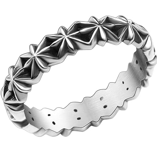 Jpltlvy Edelstahl-Ring im Vintage-Stil mit strukturiertem Band-Design für Damen, Freizeitkleidung, geeignet zum Verschenken, 32 von Jpltlvy