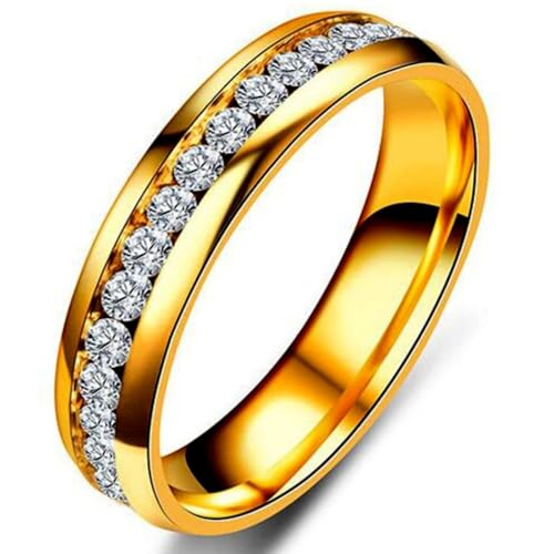 Jpltlvy Edelstahl-Titanringe mit einreihigem Kristalldesign für den täglichen Gebrauch, einzigartiges Paargeschenk für Sie und Ihn, 32 von Jpltlvy