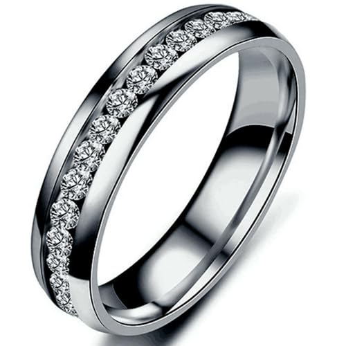 Jpltlvy Edelstahl-Titanringe mit einreihigem Kristalldesign für den täglichen Gebrauch, einzigartiges Paargeschenk für Sie und Ihn, 32 von Jpltlvy