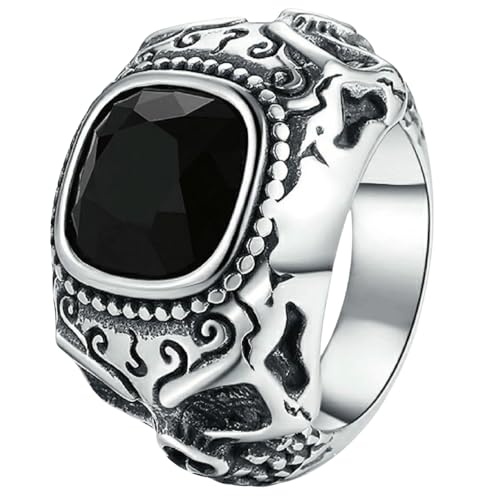 Jpltlvy Edelstein Ringe aus Edelstahl, Vintage-Stil, einzigartiges Design für Herren, 36 von Jpltlvy