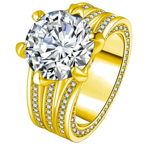 Jpltlvy Funkelnder Rundschliff Zirkonia Ring drei Steine Versprechen Band für Frauen Romantische Geschenkidee, 36 von Jpltlvy