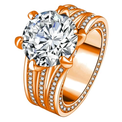 Jpltlvy Funkelnder Rundschliff Zirkonia Ring drei Steine Versprechen Band für Frauen Romantische Geschenkidee, 7 von Jpltlvy