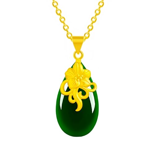 Jpltlvy Gold Plated Floral Blossom Pendant Necklace Jade-Toned Stone Teardrop Design Elegant Collarbone Chain Gift for Women Jpltlvy Gold Plated Floral Blossom Pendant Necklace Jade-Toned Stone Teardrop Design Elegant Collarbone Chain Gift for Women von Jpltlvy