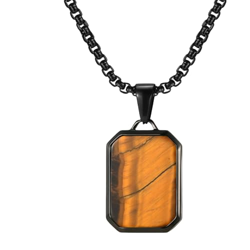 Jpltlvy Halskette mit Anhänger aus Edelstahl, geometrisch, rechteckig, türkis, Tigerauge, Lapislazuli, für Herren, Geschenk Jpltlvy Halskette mit Anhänger aus Edelstahl, geometrisch, rechteckig, türkis, Tigerauge, Lapislazuli, für Herren, Geschenk von Jpltlvy