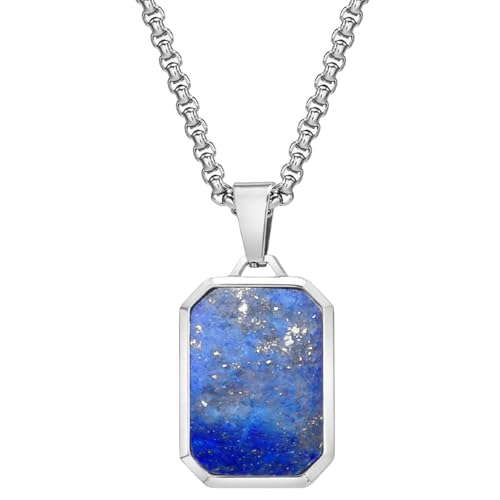 Jpltlvy Halskette mit Anhänger aus Edelstahl, geometrisch, rechteckig, türkis, Tigerauge, Lapislazuli, für Herren, Geschenk Jpltlvy Halskette mit Anhänger aus Edelstahl, geometrisch, rechteckig, türkis, Tigerauge, Lapislazuli, für Herren, Geschenk von Jpltlvy