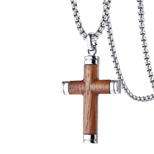 Jpltlvy Halskette mit Kreuz-Anhänger aus Titanstahl mit Birnenholzeinlage für Herren, geeignet für den täglichen Gebrauch und als Geschenk Jpltlvy Halskette mit Kreuz-Anhänger aus Titanstahl mit Birnenholzeinlage für Herren, geeignet für den täglichen Gebrauch und als Geschenk von Jpltlvy