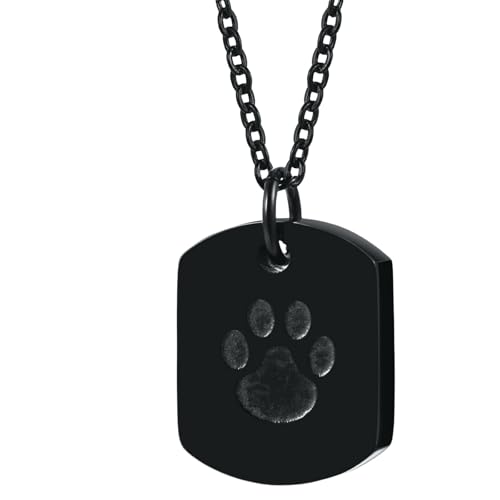 Jpltlvy Halskette mit Pfotenabdruck-Andenken-Anhänger für Herren, mattschwarz, mit gedrehter Öffnung, als Geschenk, 60 cm von Jpltlvy