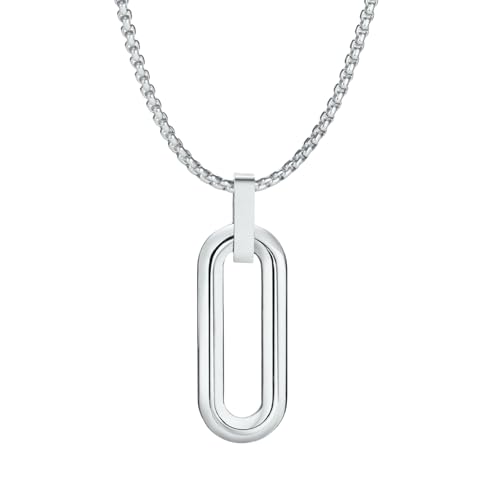 Jpltlvy Halskette mit geometrischem Anhänger aus Edelstahl für Herren, Multi-Shape-Design, zeitgenössisches urbanes Accessoire, Geschenk, 60 cm von Jpltlvy