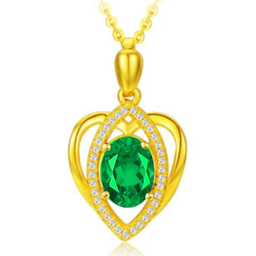 Jpltlvy Heart Shape Accent Necklace Gold-Tone Chain Violet Stone Pendant Delicate Openwork Setting Chain for Women Everyday Wear von Jpltlvy
