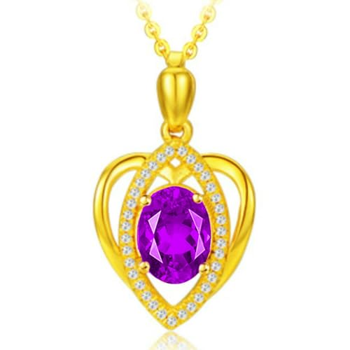 Jpltlvy Heart Shape Accent Necklace Gold-Tone Chain Violet Stone Pendant Delicate Openwork Setting Chain for Women Everyday Wear Jpltlvy Heart Shape Accent Necklace Gold-Tone Chain Violet Stone Pendant Delicate Openwork Setting Chain for Women Everyday Wear von Jpltlvy