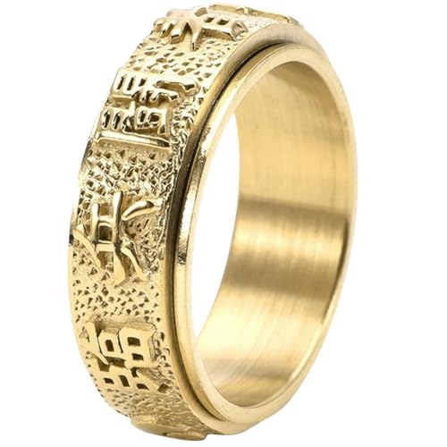 Jpltlvy Herren-Ring, Stahl, chinesischer Stil, drehbar, Yin-Yang-Bagua-Design, Glücksbringer, Geschenk, 38, Titanstahl von Jpltlvy