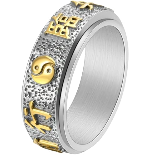 Jpltlvy Herren-Ring, Stahl, chinesischer Stil, drehbar, Yin-Yang-Bagua-Design, Glücksbringer, Geschenk, 7, Titanstahl von Jpltlvy