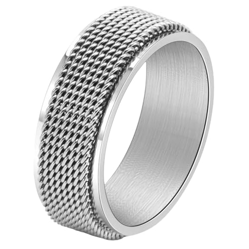 Jpltlvy Herren-Ring, Titanstahl, drehender Reifen, Punk-Stil, Geschenk, 34, Titanstahl von Jpltlvy